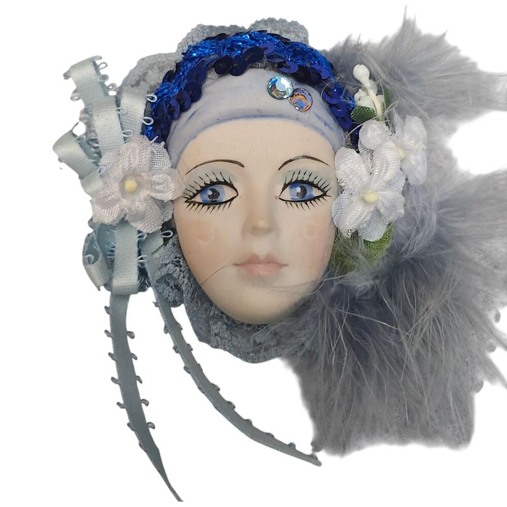 Vtg 1980s Large Handmade Deco Flapper Pin Brooch